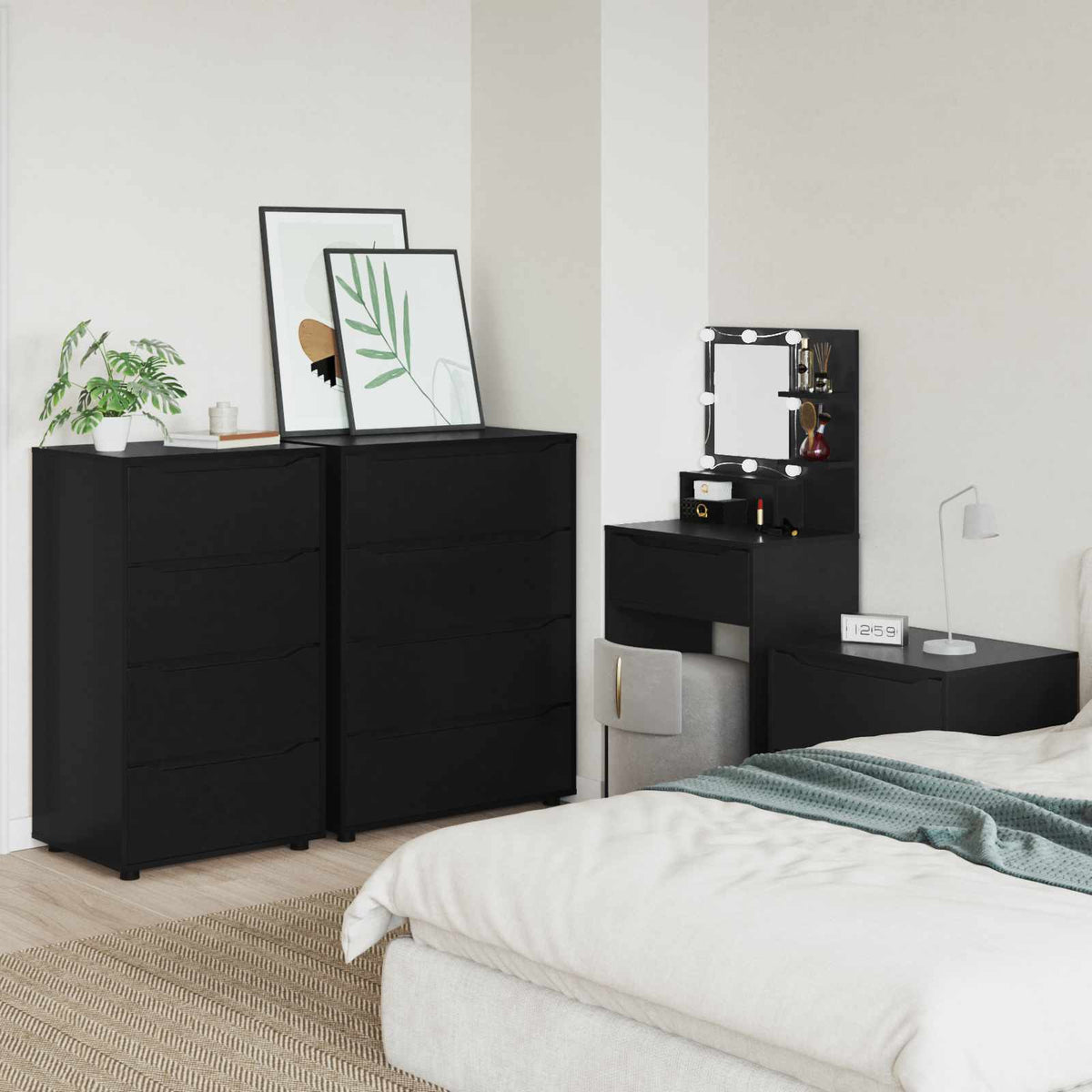 vidaXL Storage Cabinets 60 x 48 x 105 cm Engineered Wood Black