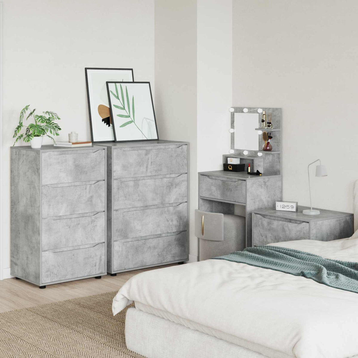 vidaXL Storage Cabinets 60 x 48 x 105 cm Engineered Wood Concrete Grey