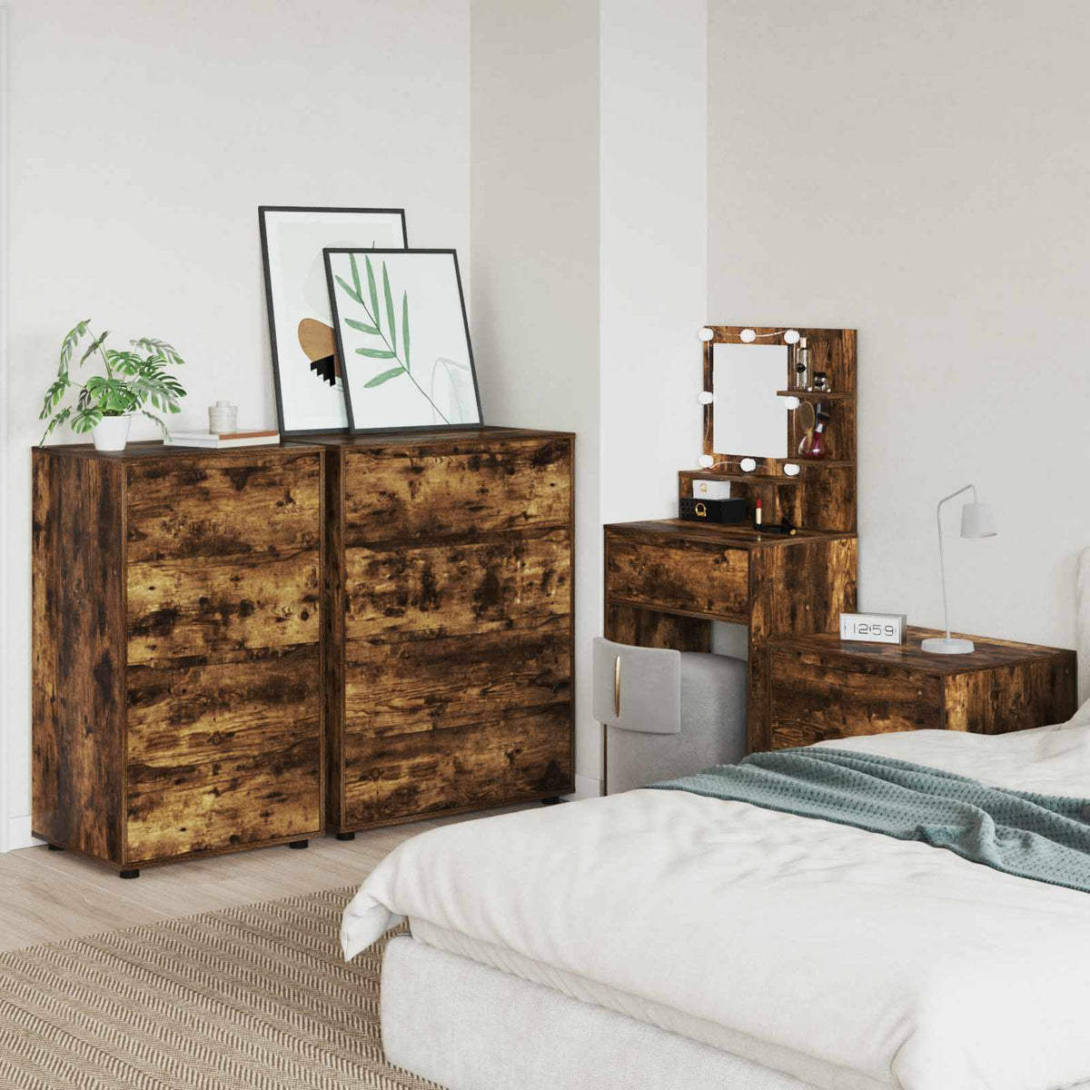 vidaXL Storage Cabinets 60 x 48 x 105 cm Engineered Wood Smoked Oak