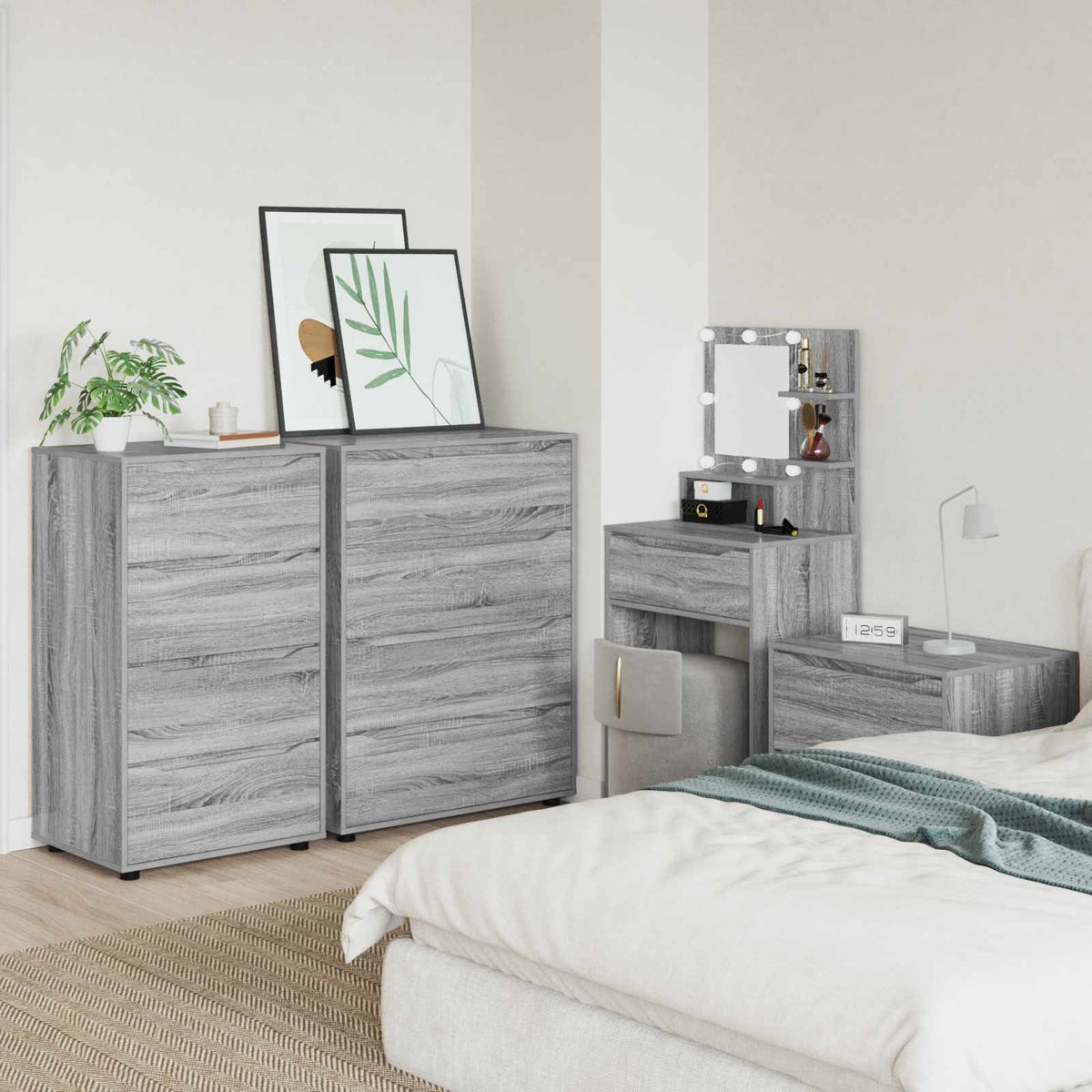 vidaXL Storage Cabinets 60 x 48 x 105 cm Engineered Wood Grey Sonoma