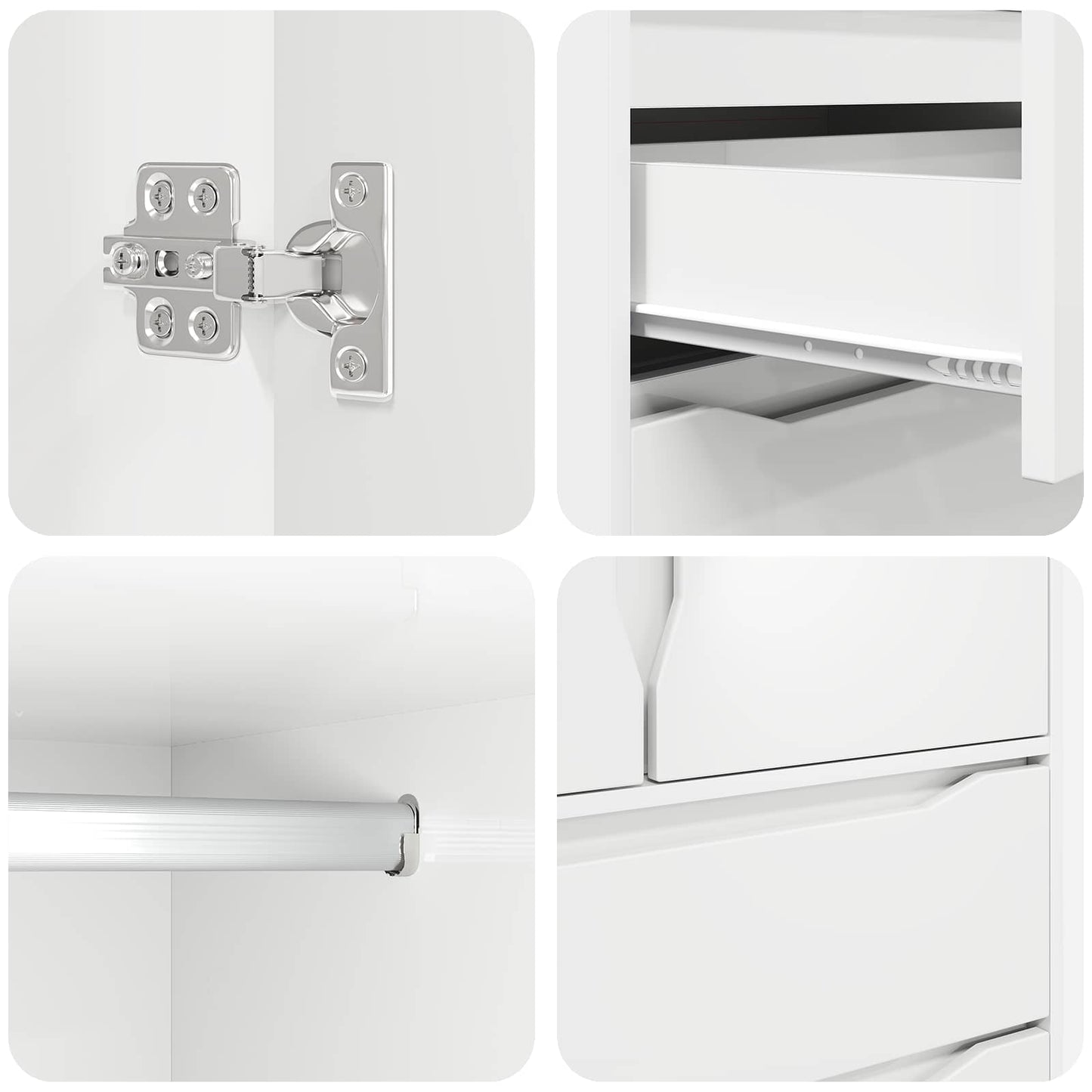 vidaXL Wardrobe with Drawer White 79.5 x 49 x 156 cm Engineered Wood