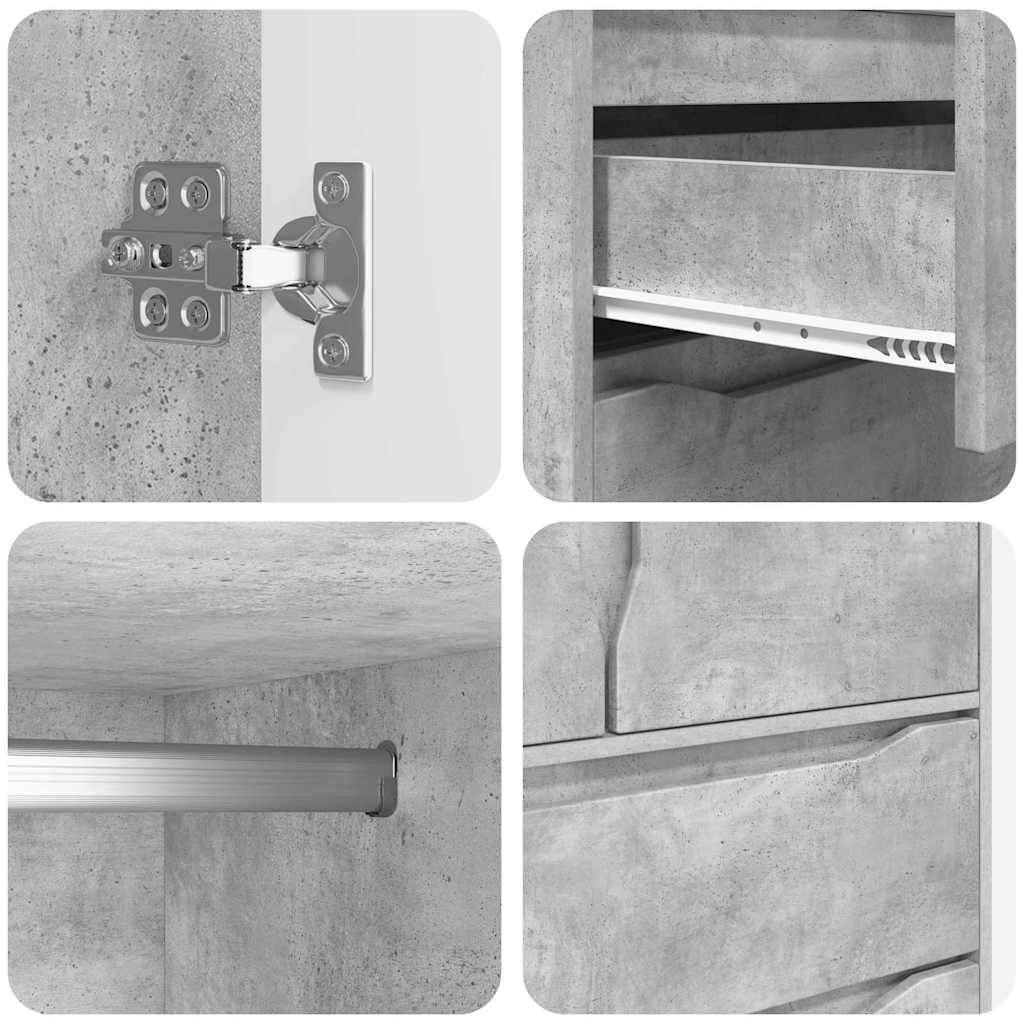 vidaXL Wardrobe Concrete Grey 79.5 x 49 x 156 cm Engineered Wood