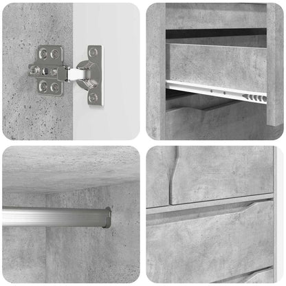 vidaXL Wardrobe Concrete Grey 79.5 x 49 x 156 cm Engineered Wood