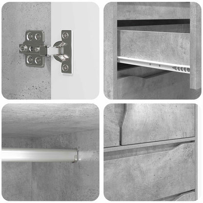 vidaXL Wardrobe Concrete Grey 79.5 x 49 x 156 cm Engineered Wood