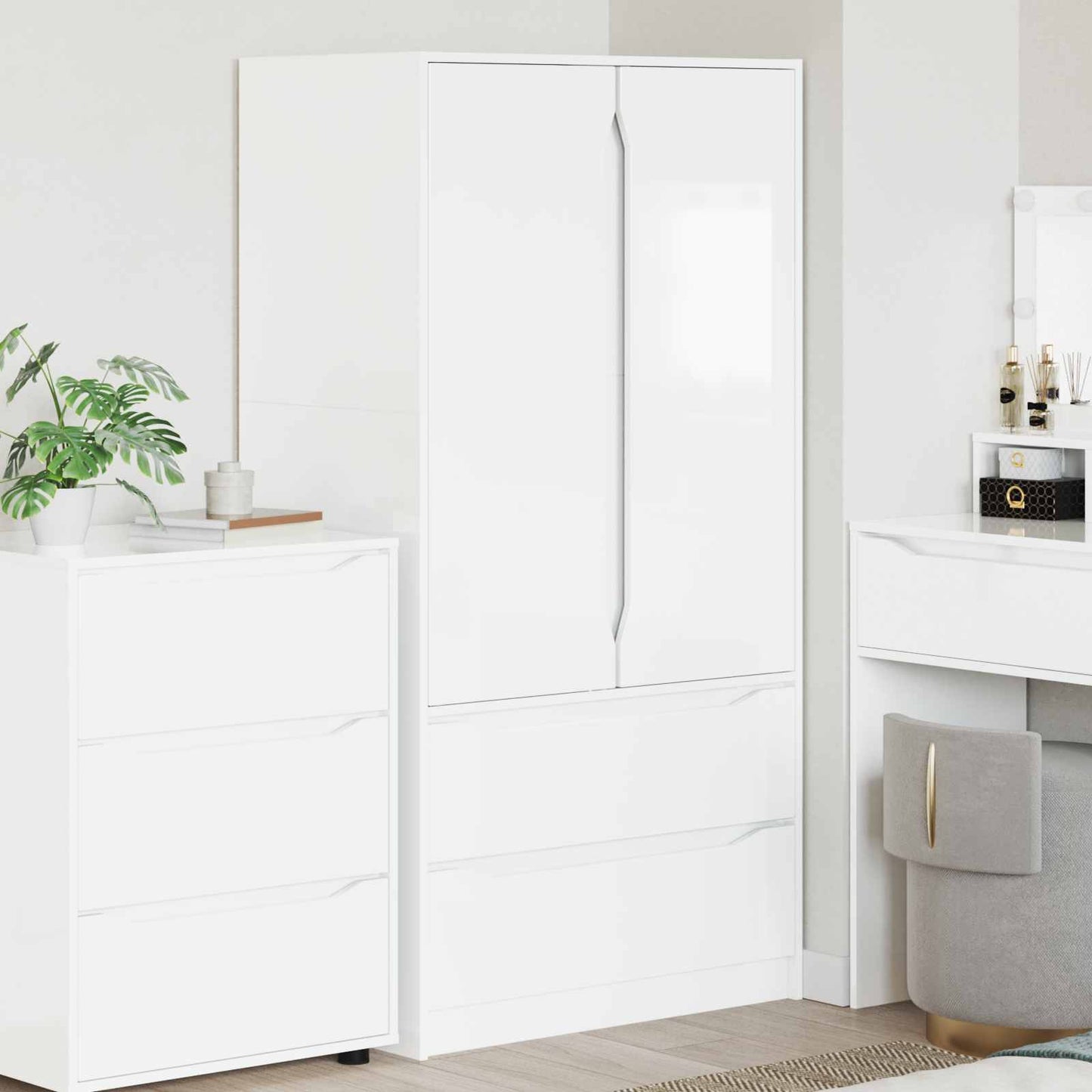 vidaXL Wardrobe High Gloss White 79.5 x 49 x 156 cm Engineered Wood