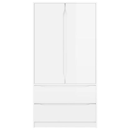 vidaXL Wardrobe High Gloss White 79.5 x 49 x 156 cm Engineered Wood
