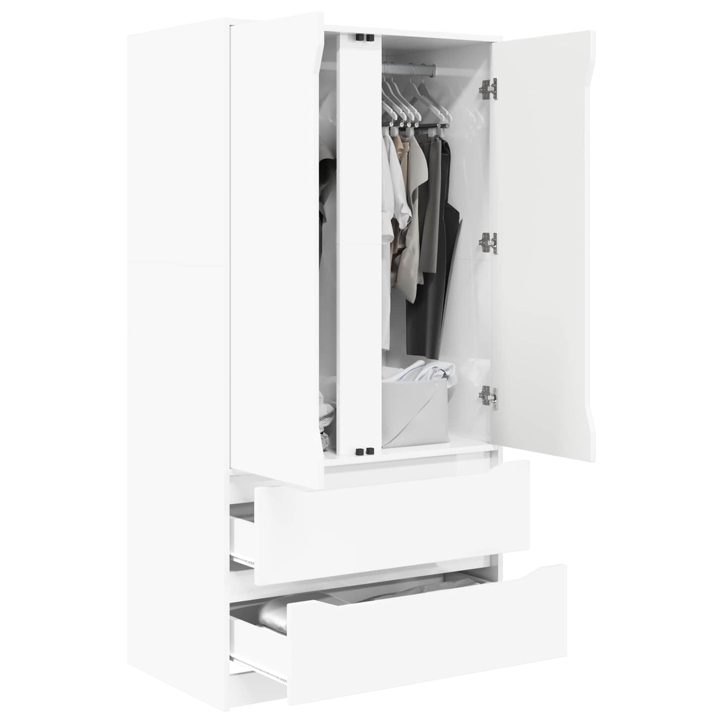 vidaXL Wardrobe High Gloss White 79.5 x 49 x 156 cm Engineered Wood