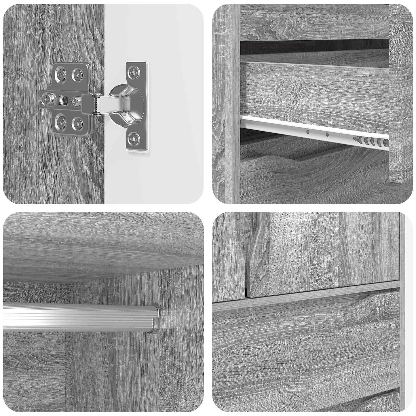 vidaXL Wardrobe Manual Grey Sonoma 79.5 x 49 x 156 cm Engineered Wood