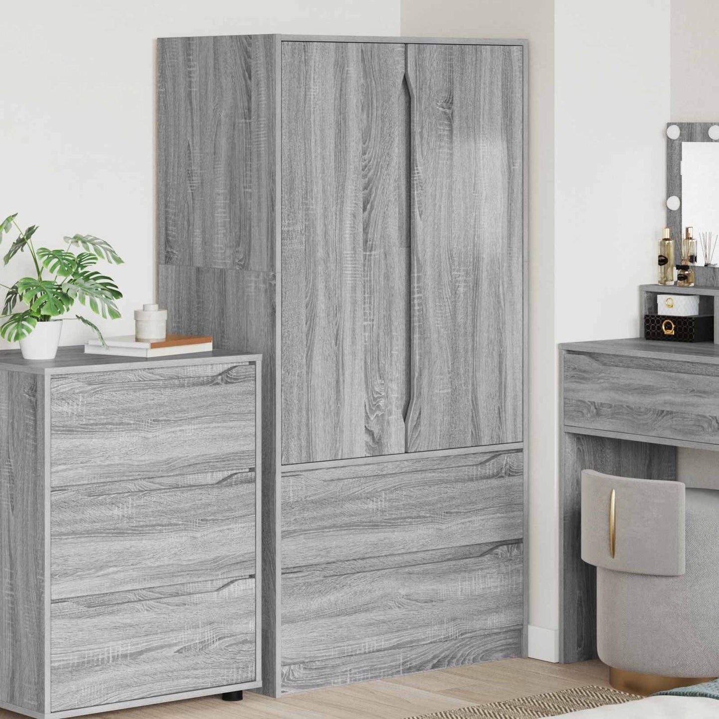 vidaXL Wardrobe Manual Grey Sonoma 79.5 x 49 x 156 cm Engineered Wood