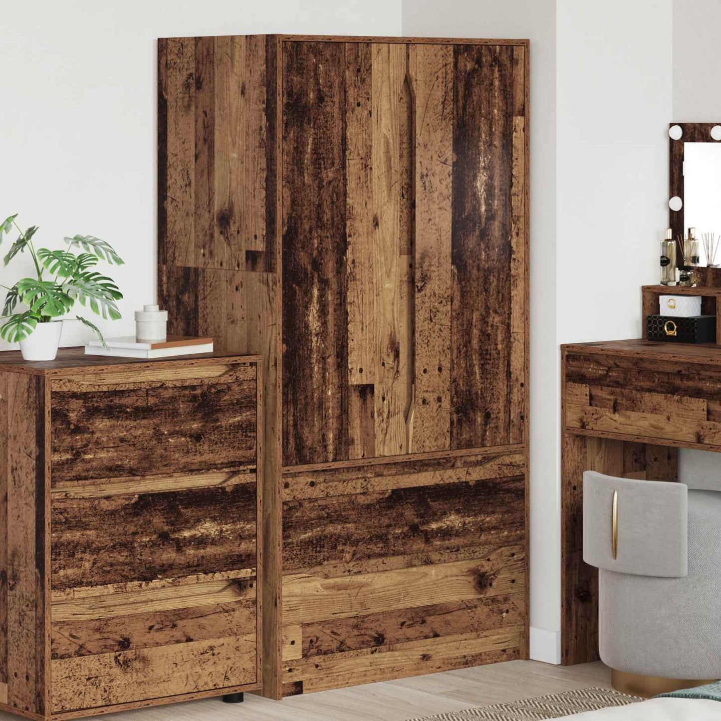 vidaXL Wardrobe with Door Old Wood 79.5 x 49 x 156 cm Engineered Wood