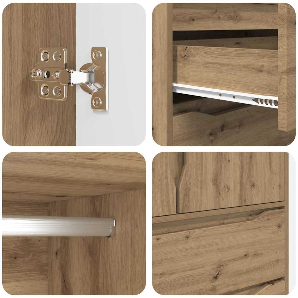 vidaXL Wardrobe Manual Artisan Oak 79.5 x 49 x 156 cm Engineered Wood