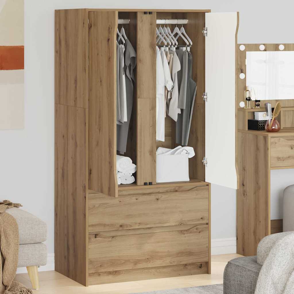 vidaXL Wardrobe Manual Artisan Oak 79.5 x 49 x 156 cm Engineered Wood