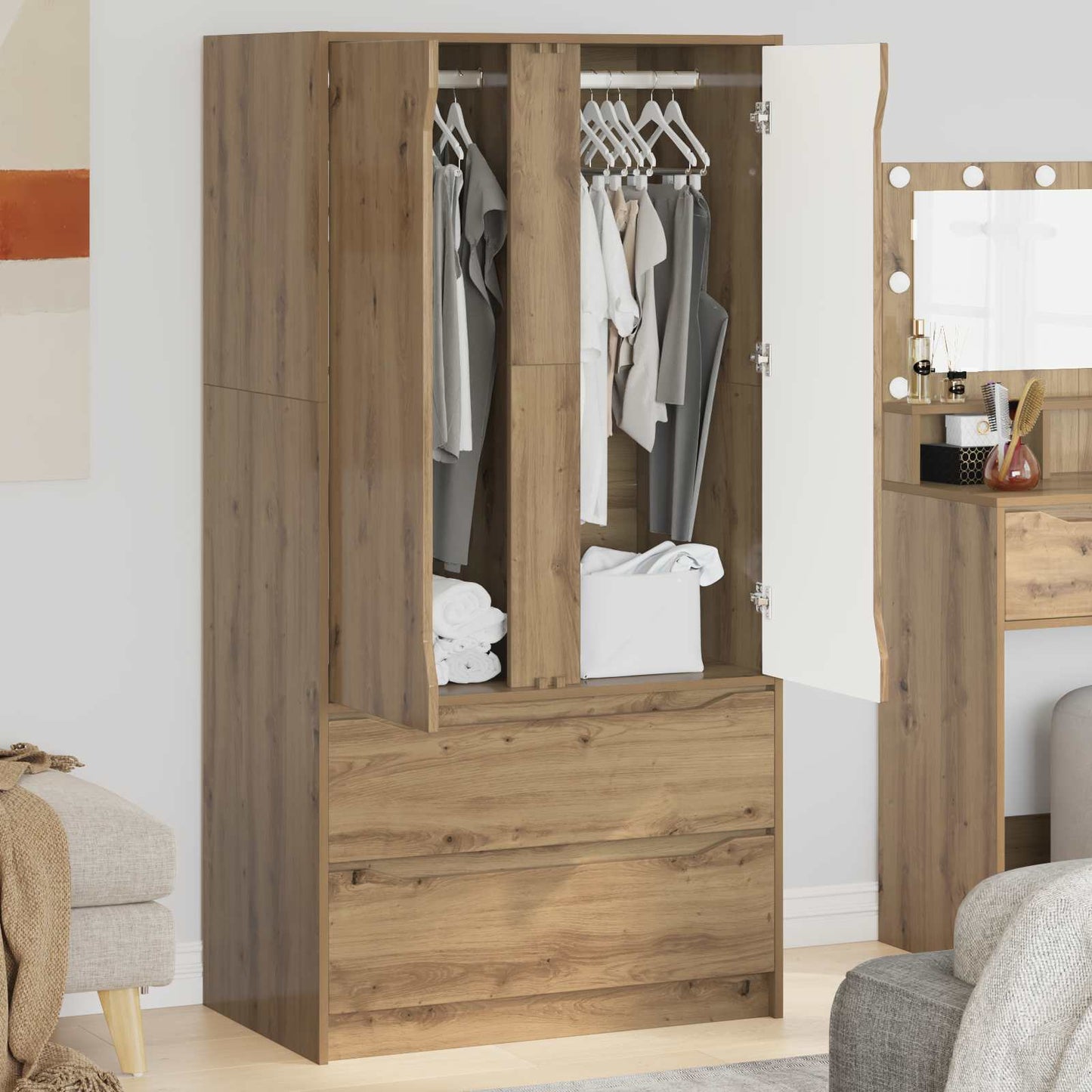 vidaXL Wardrobe Manual Artisan Oak 79.5 x 49 x 156 cm Engineered Wood