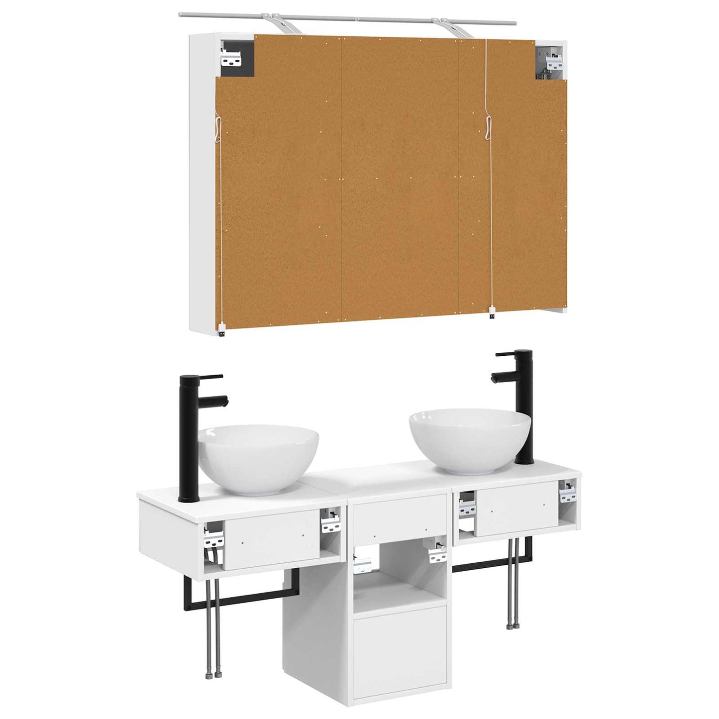 vidaXL Bathroom Cabinet Set 4 pcs White 100 x 14.5 x 70 cm