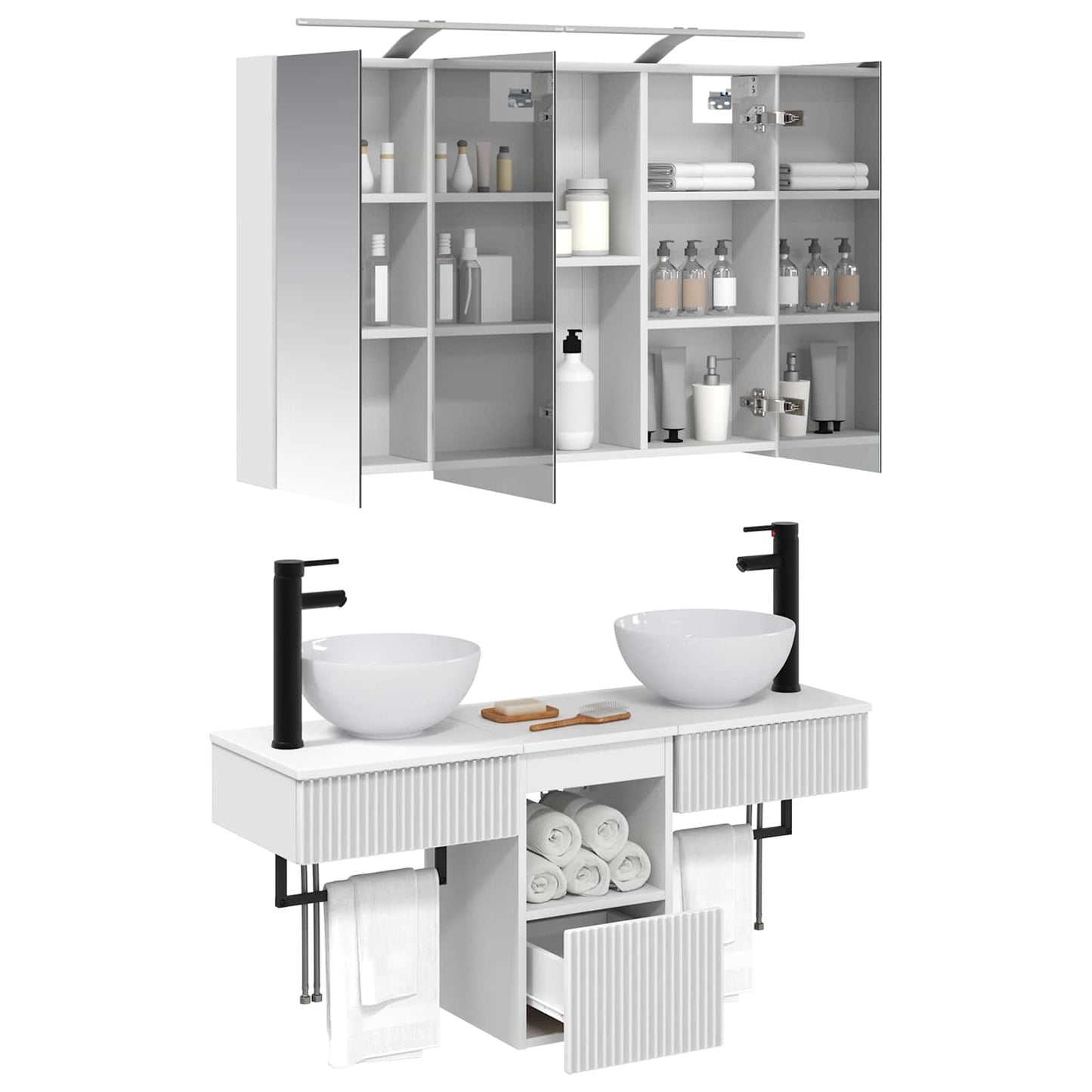 vidaXL Bathroom Cabinet Set 4 pcs White 100 x 14.5 x 70 cm