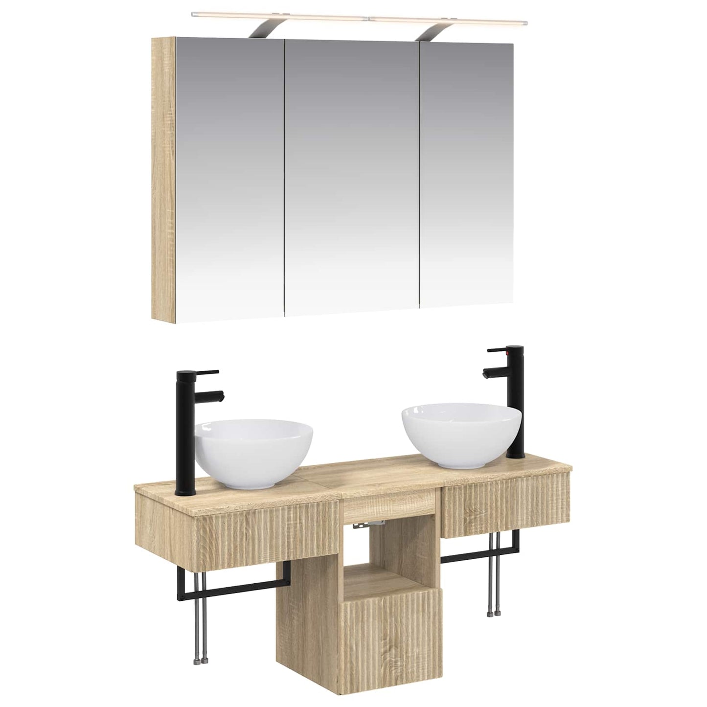 vidaXL Bathroom Cabinet Set 4 pcs Sonoma Oak 100 x 14.5 x 70 cm
