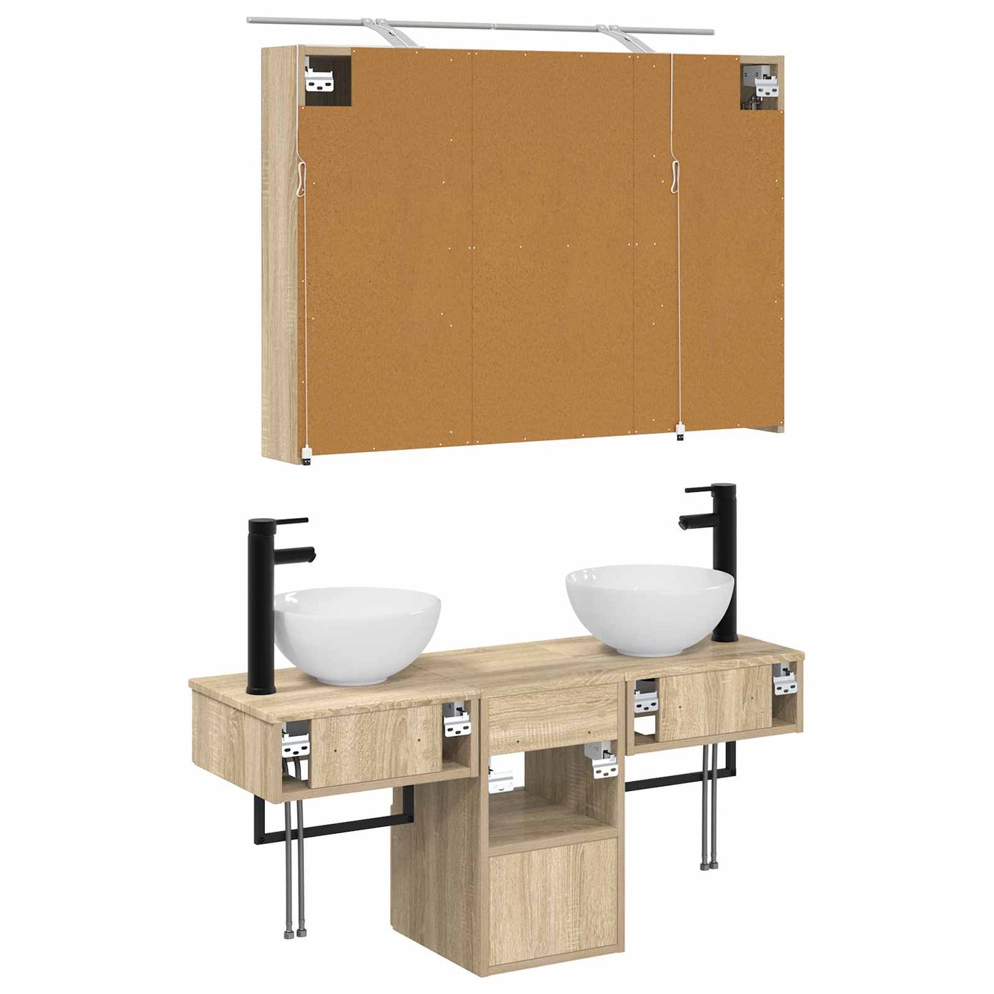 vidaXL Bathroom Cabinet Set 4 pcs Sonoma Oak 100 x 14.5 x 70 cm