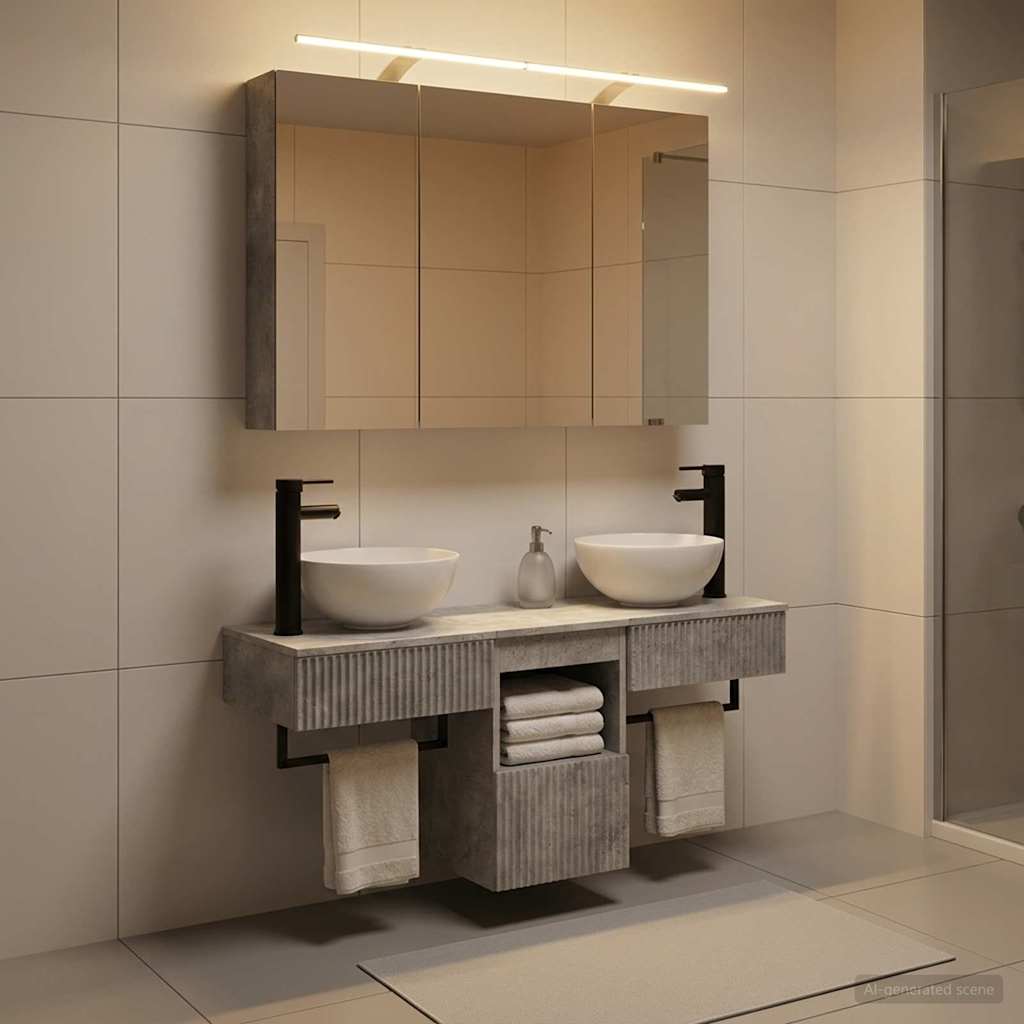 vidaXL Bathroom Cabinet Set 4 pcs Concrete Grey Engineered Wood