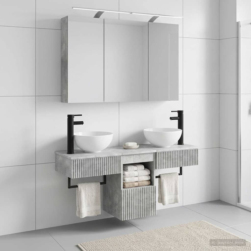 vidaXL Bathroom Cabinet Set 4 pcs Concrete Grey Engineered Wood