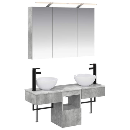 vidaXL Bathroom Cabinet Set 4 pcs Concrete Grey 100 x 14.5 x 70 cm