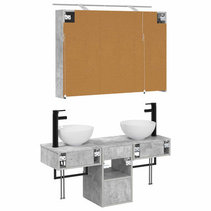 vidaXL Bathroom Cabinet Set 4 pcs Concrete Grey 100 x 14.5 x 70 cm