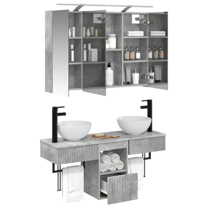 vidaXL Bathroom Cabinet Set 4 pcs Concrete Grey 100 x 14.5 x 70 cm
