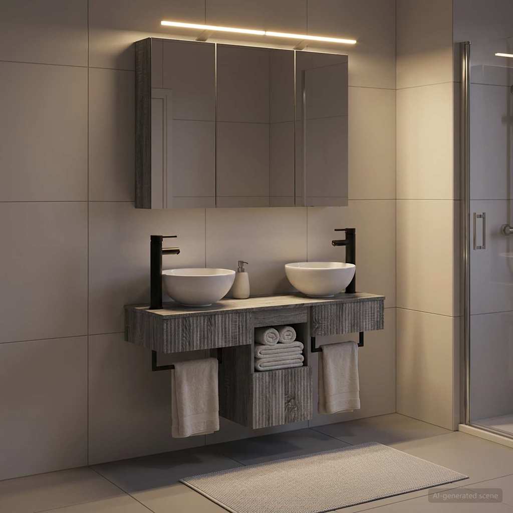 vidaXL Bathroom Cabinet Set 4 pcs Grey Sonoma Engineered Wood