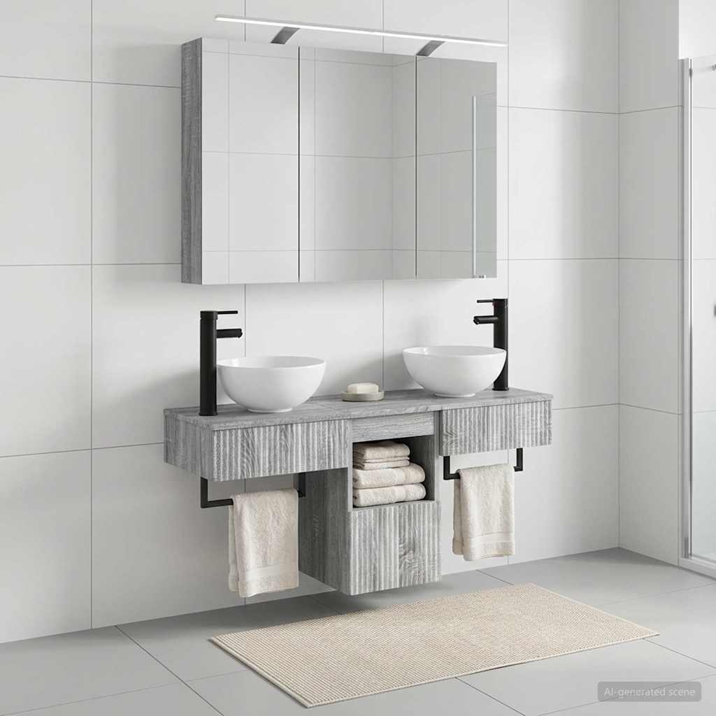 vidaXL Bathroom Cabinet Set 4 pcs Grey Sonoma Engineered Wood