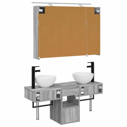 vidaXL Bathroom Cabinet Set 4 pcs Grey Sonoma 100 x 14.5 x 70 cm