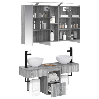 vidaXL Bathroom Cabinet Set 4 pcs Grey Sonoma 100 x 14.5 x 70 cm