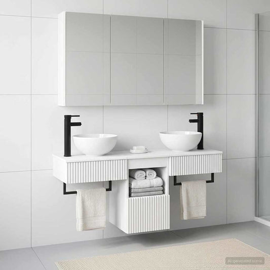 vidaXL Bathroom Cabinet Set 4 pcs White Engineered Wood