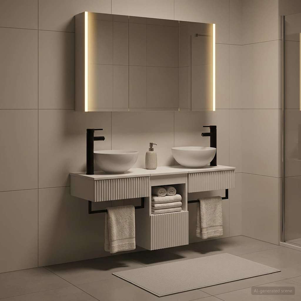 vidaXL Bathroom Cabinet Set 4 pcs White Engineered Wood
