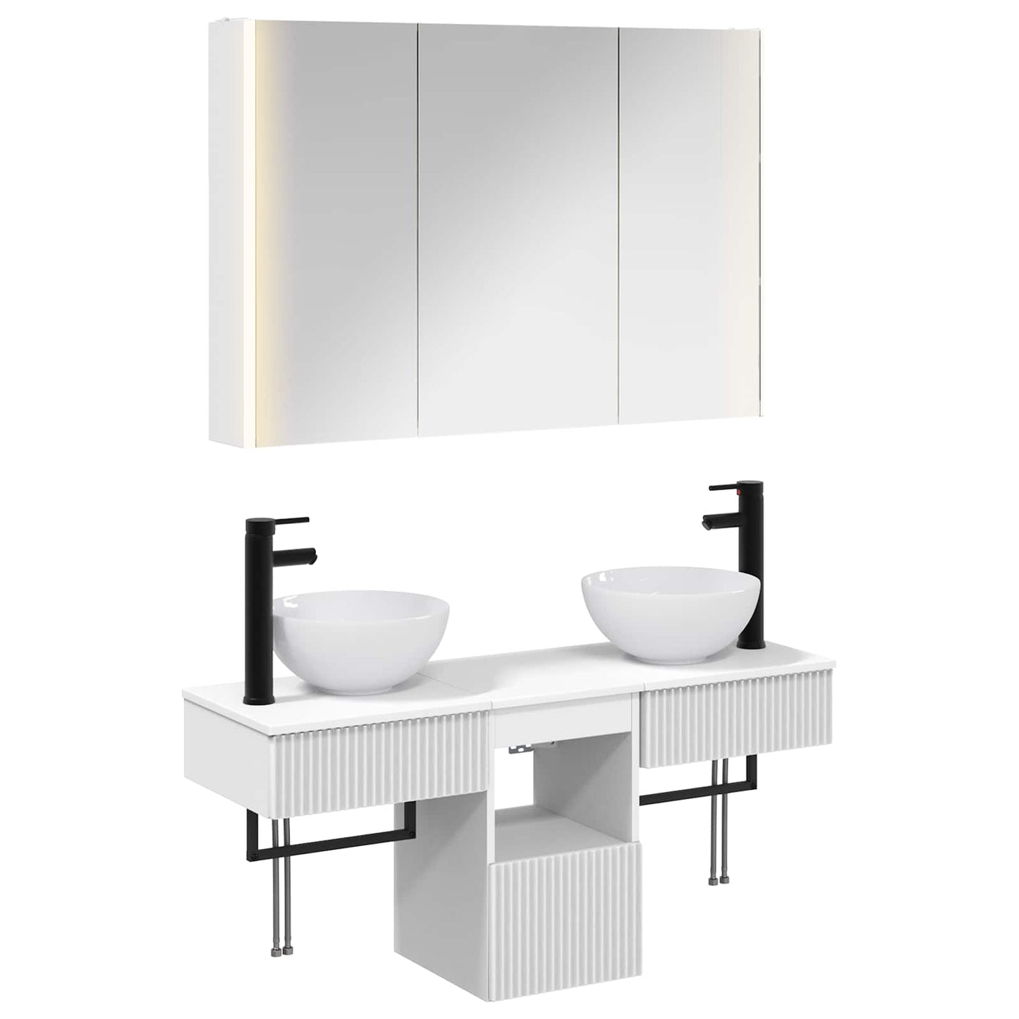 vidaXL Bathroom Cabinet Set 4 pcs White 103.5 x 15.5 x 70 cm