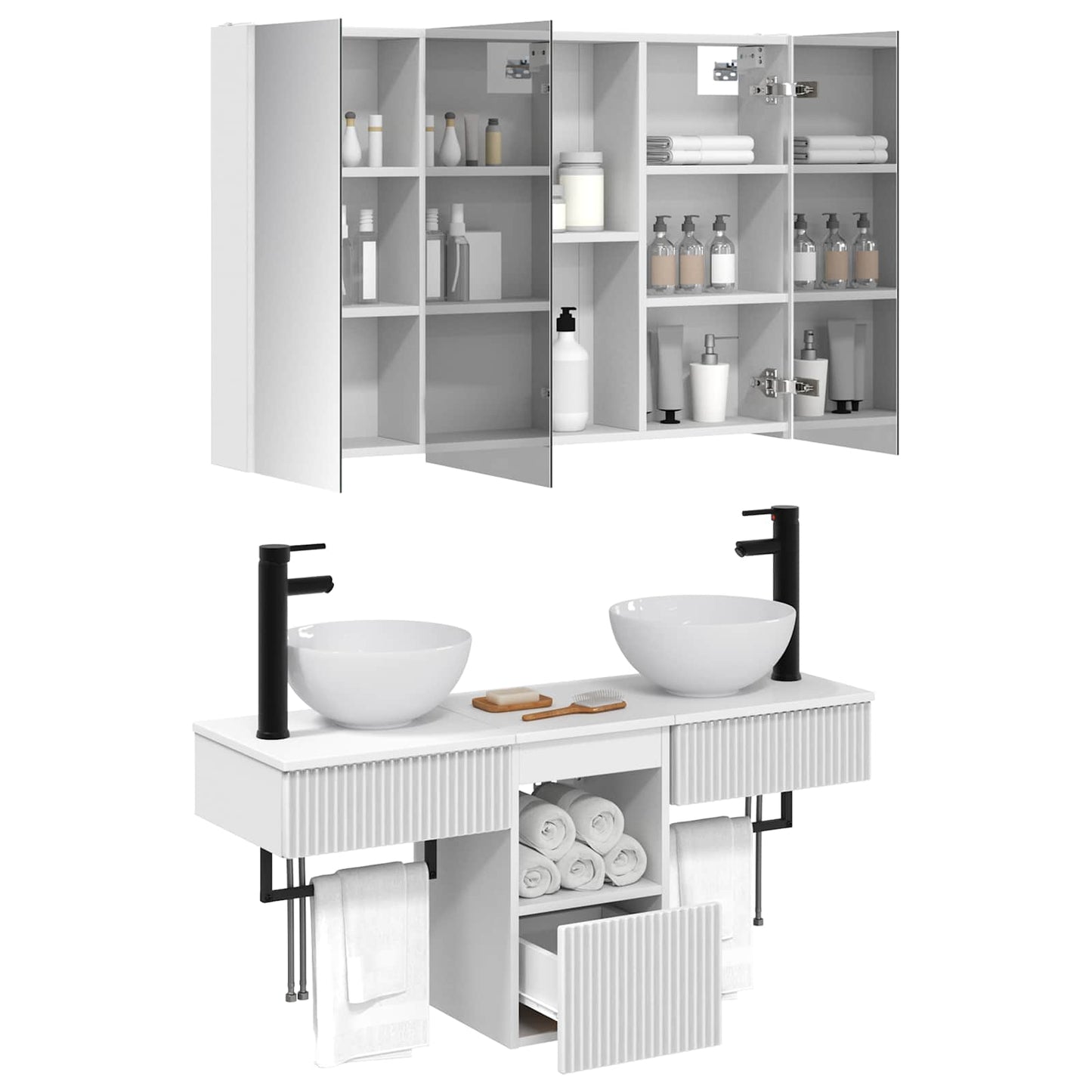 vidaXL Bathroom Cabinet Set 4 pcs White 103.5 x 15.5 x 70 cm