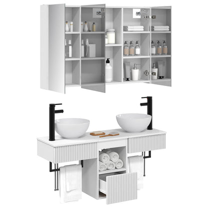vidaXL Bathroom Cabinet Set 4 pcs White 103.5 x 15.5 x 70 cm