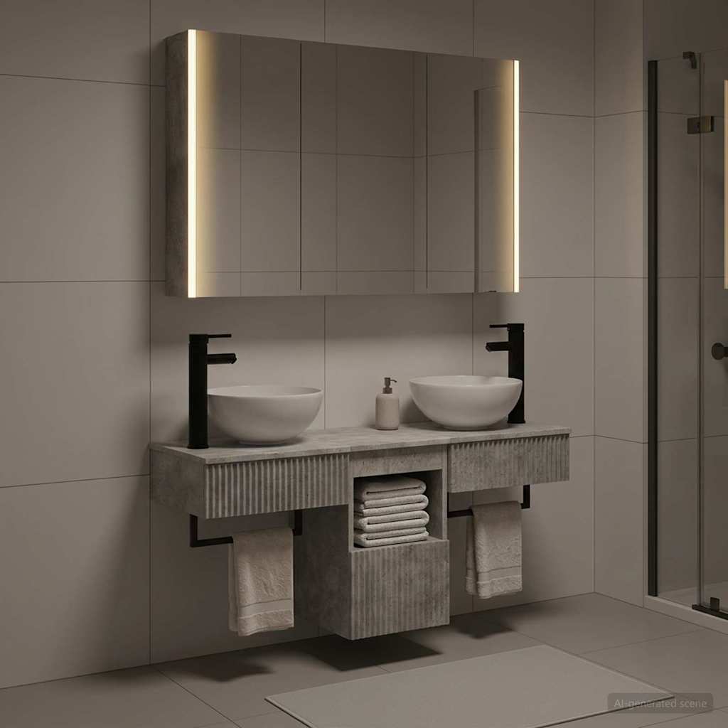 vidaXL Bathroom Cabinet Set 4 pcs Concrete Grey Engineered Wood