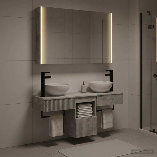 vidaXL Bathroom Cabinet Set 4 pcs Concrete Grey Engineered Wood