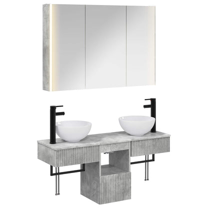 vidaXL Bathroom Cabinet Set 4 pcs Concrete Grey 103.5 x 15.5 x 70 cm