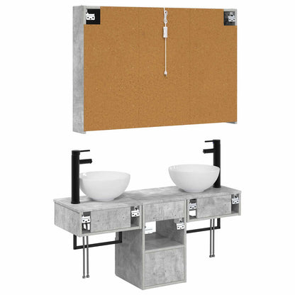 vidaXL Bathroom Cabinet Set 4 pcs Concrete Grey 103.5 x 15.5 x 70 cm