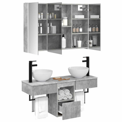 vidaXL Bathroom Cabinet Set 4 pcs Concrete Grey 103.5 x 15.5 x 70 cm