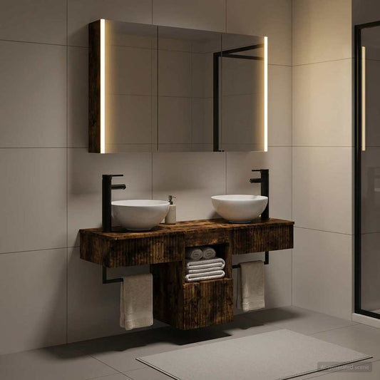 vidaXL Bathroom Cabinet Set 4 pcs Smoked Oak Engineered Wood