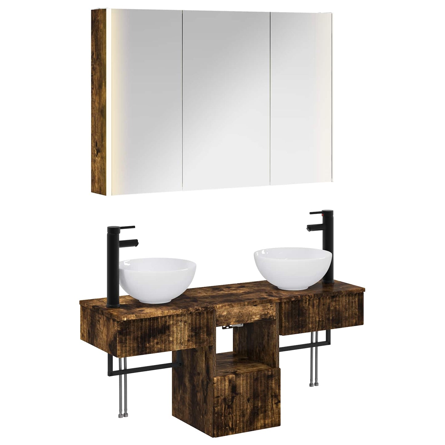 vidaXL Bathroom Cabinet Set 4 pcs Smoked Oak 103.5 x 15.5 x 70 cm