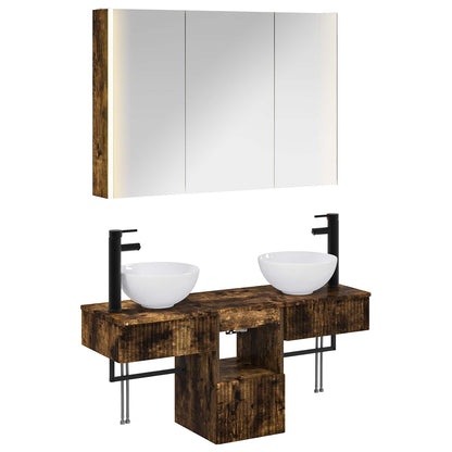 vidaXL Bathroom Cabinet Set 4 pcs Smoked Oak 103.5 x 15.5 x 70 cm
