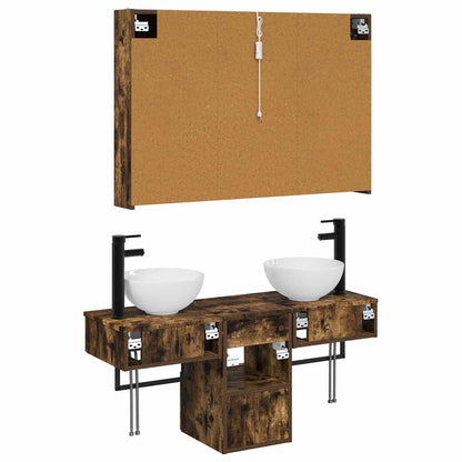 vidaXL Bathroom Cabinet Set 4 pcs Smoked Oak 103.5 x 15.5 x 70 cm