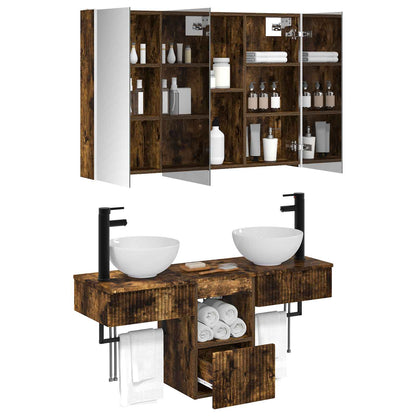 vidaXL Bathroom Cabinet Set 4 pcs Smoked Oak 103.5 x 15.5 x 70 cm