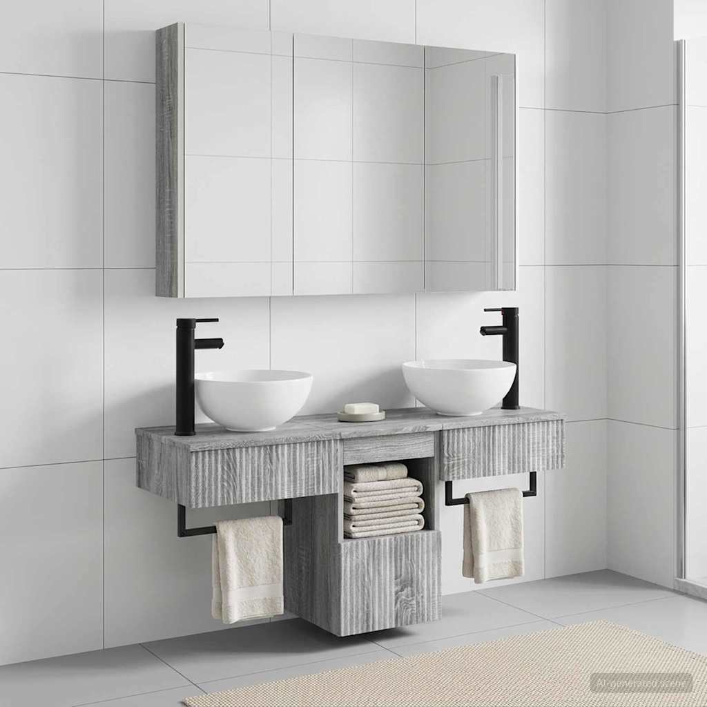 vidaXL Bathroom Cabinet Set 4 pcs Grey Sonoma Engineered Wood