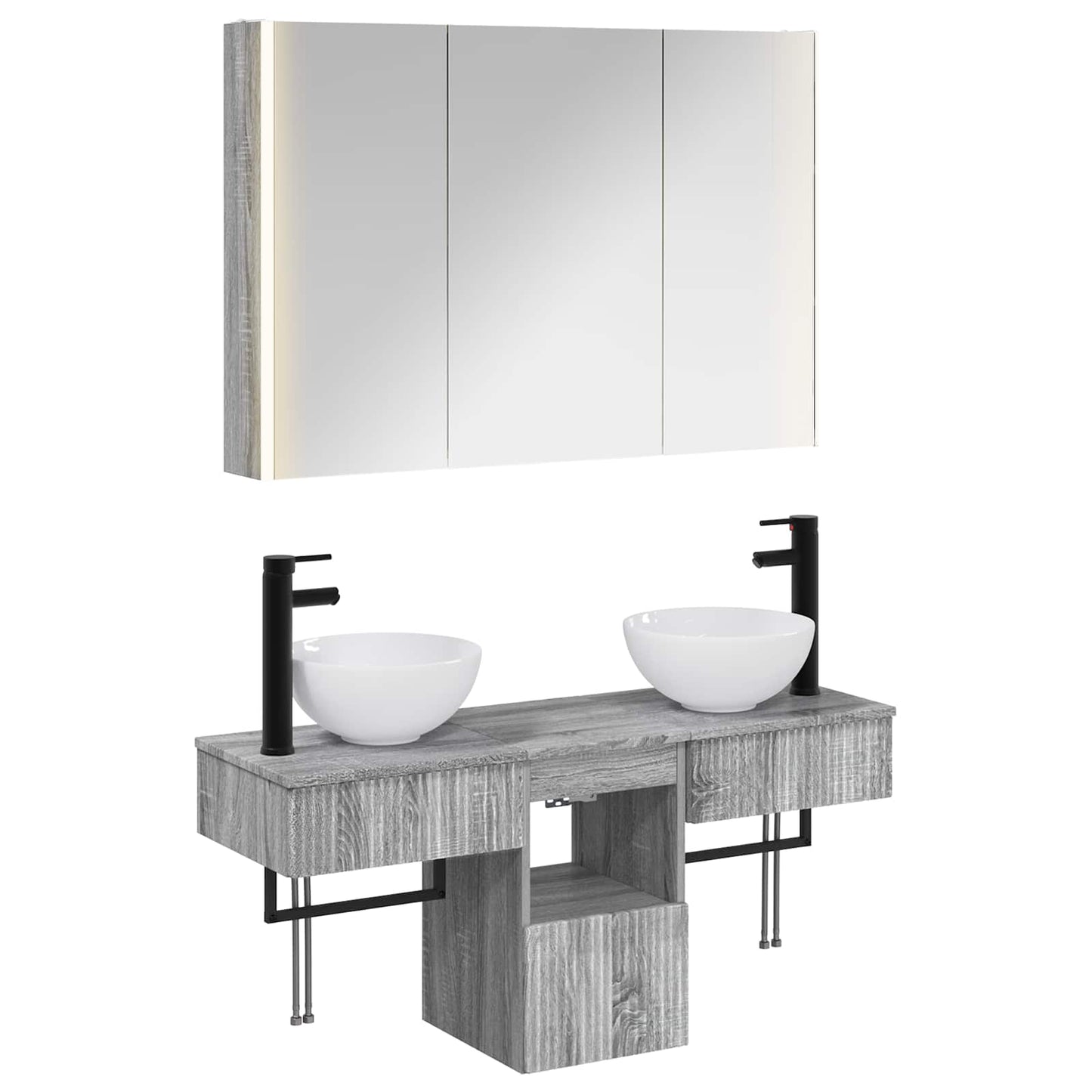 vidaXL Bathroom Cabinet Set 4 pcs Grey Sonoma 103.5 x 15.5 x 70 cm