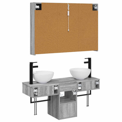 vidaXL Bathroom Cabinet Set 4 pcs Grey Sonoma 103.5 x 15.5 x 70 cm