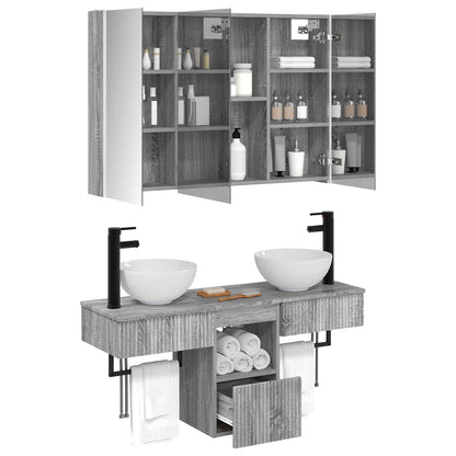 vidaXL Bathroom Cabinet Set 4 pcs Grey Sonoma 103.5 x 15.5 x 70 cm