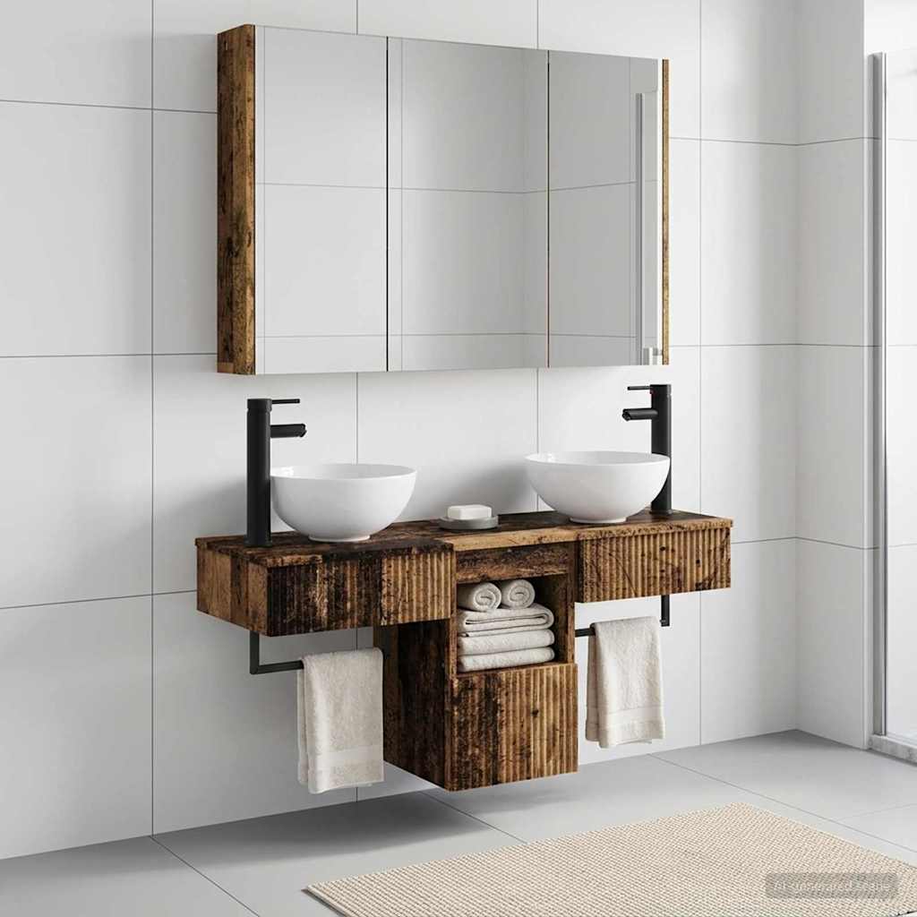 vidaXL Bathroom Cabinet Set 4 pcs Old Wood Engineered Wood